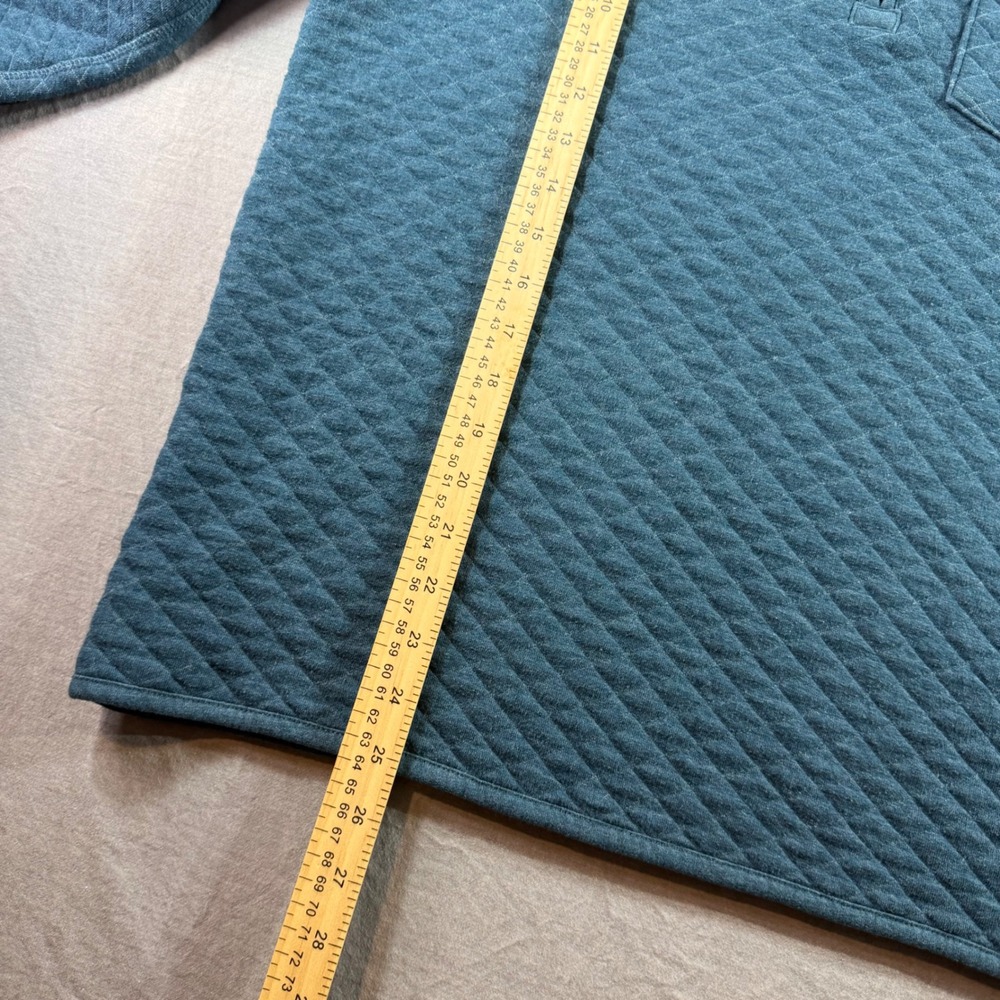 Eddie Bauer Quilted Quarter Zip Pullover Mens L Blue Excellent Diamond Pattern - Picture 4 of 10